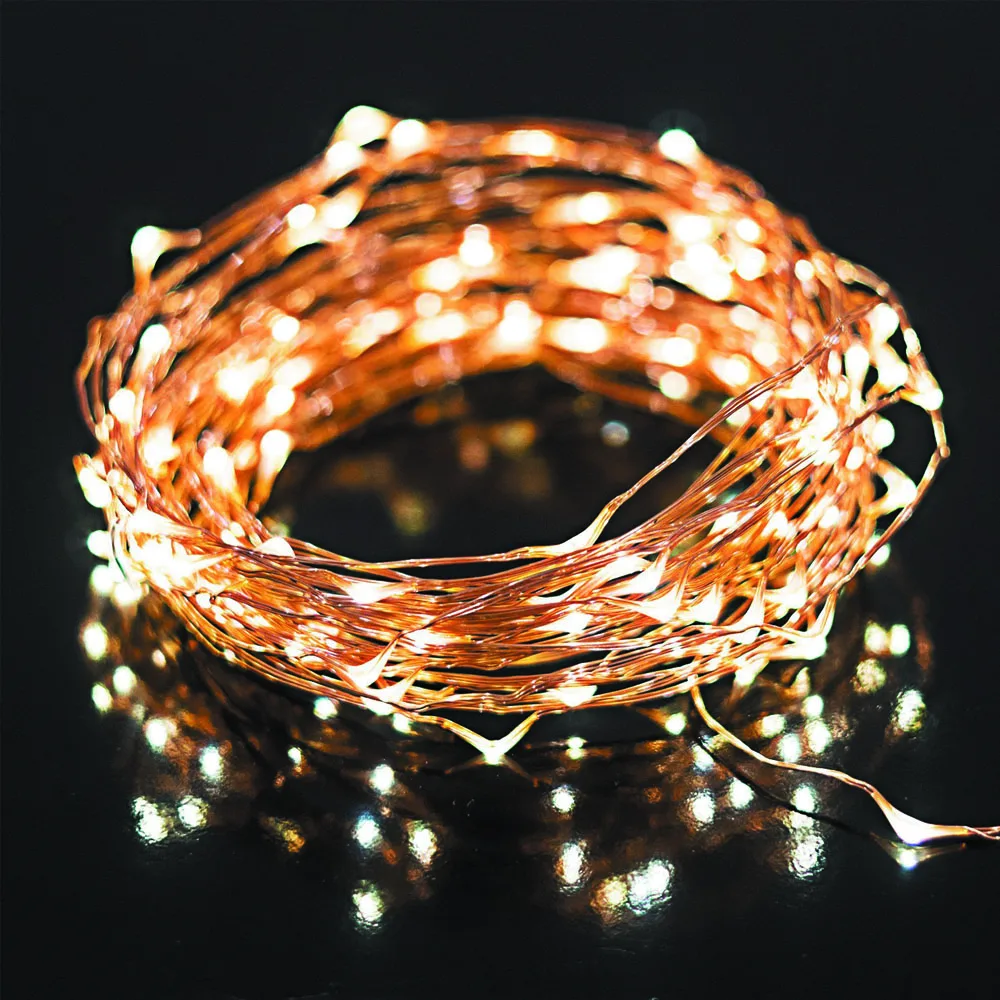 33Ft 10M 100leds Micro String Copper Wire Ultra Thin Rope Light solar micro led string lights
