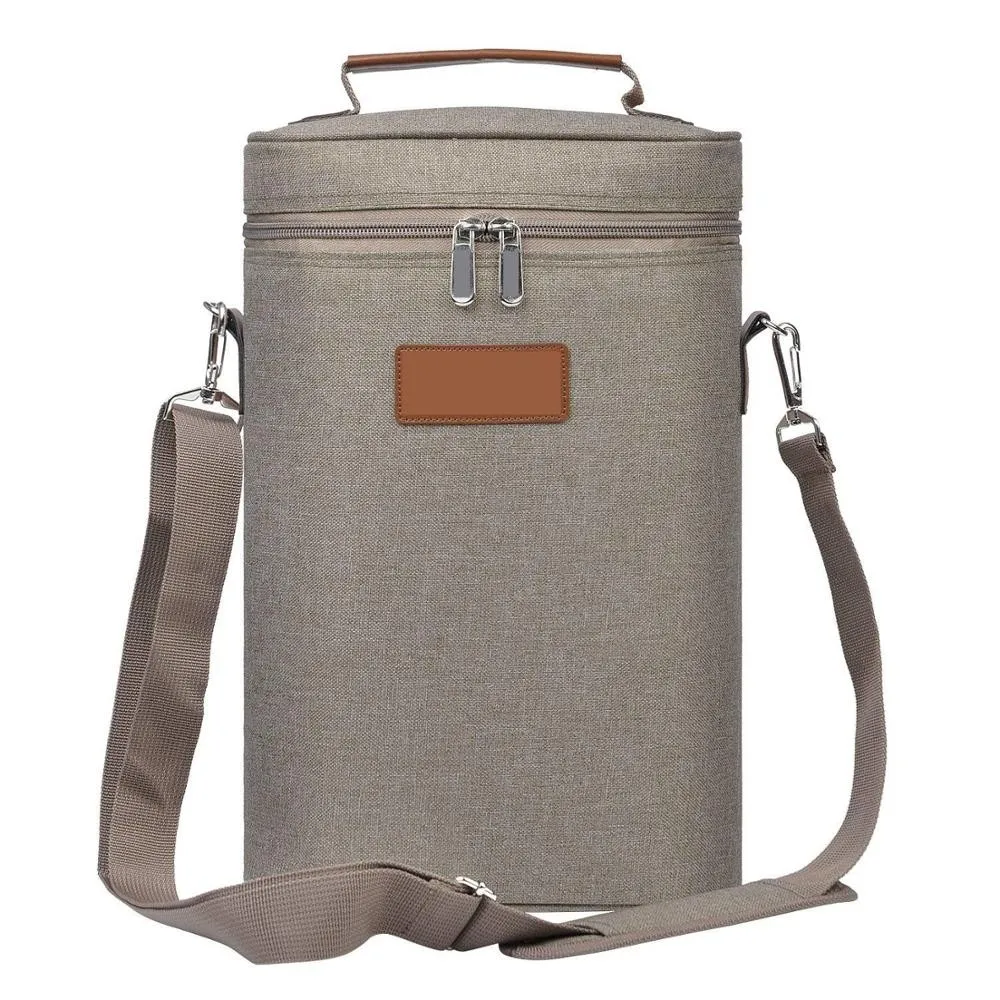 Wine Carrier Cooler Tote Bag Picnic Insulated Wine Bag 2 Bottle With