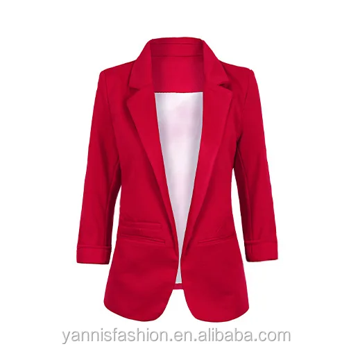 

Fashion Spring Autumn Blazer Candy Color Notched Three Quarter Sleeve Female Suit Small Suit Commuter OL Casual Coat