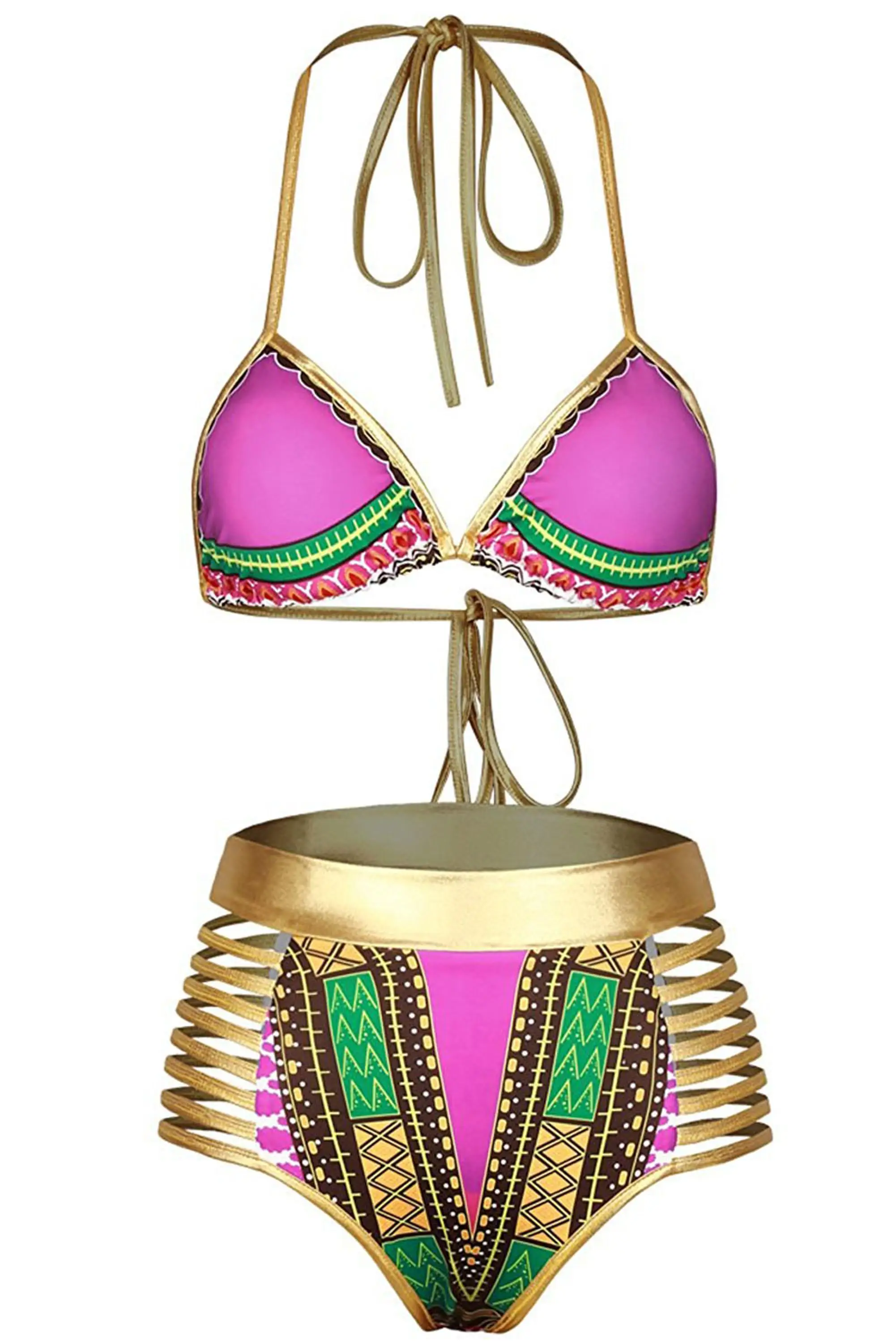 2019 Latest design tribal metallic bikini wholesale african print ...