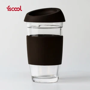 Image of 450ml Eco Coffee Cup Reusable Toughened Glass Coffee Mug Customize Coffee Cups