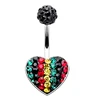Fashion Heart Shaped Multi Crystal Paved Surgical Steel Navel Belly Ring Piercing