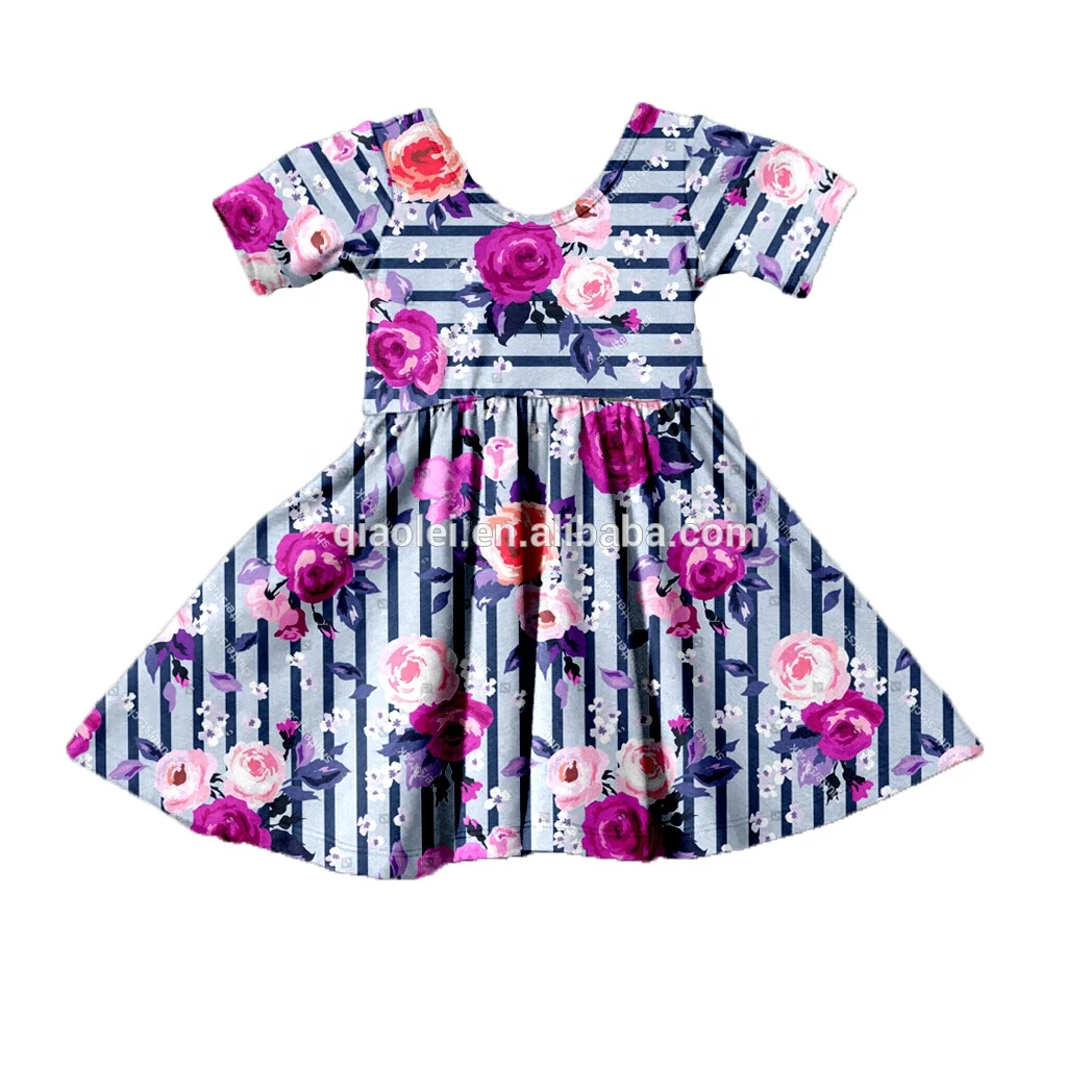 

customize your own design 2019 new style navy stripe floral spring girl dress for wholesale rts, As picture