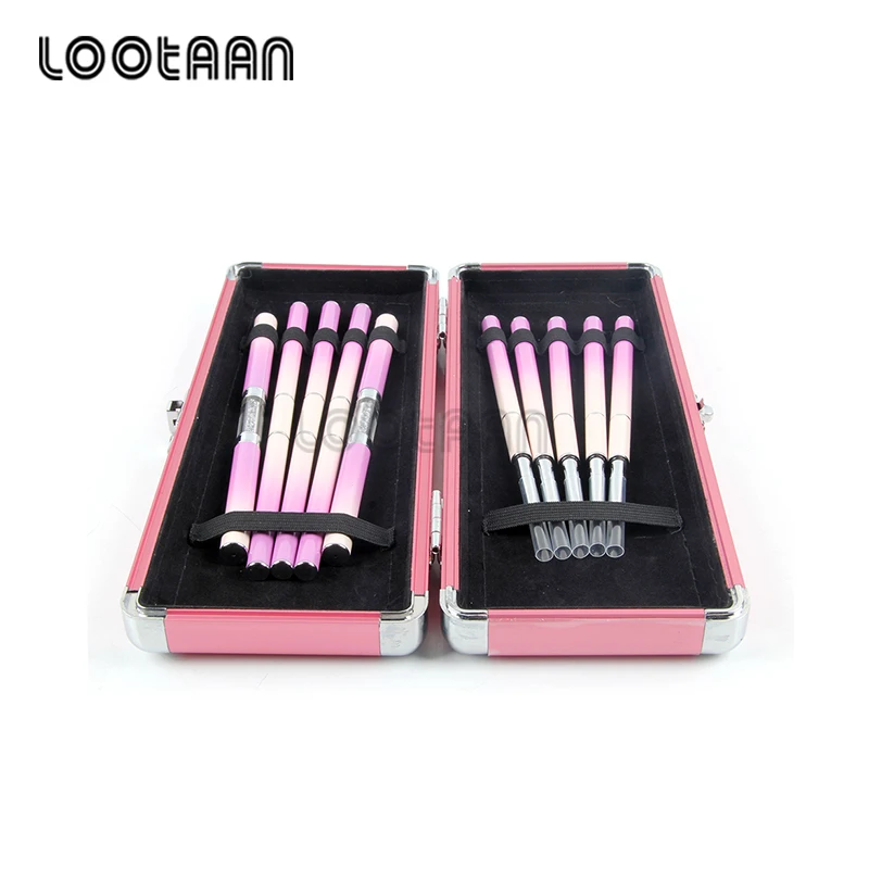 

2021 New Makeup Case Woman Cosmetic Holder Wholesale Logo Hot Pink/Silver Color Case Nail Art Brush Holder Case with Lock