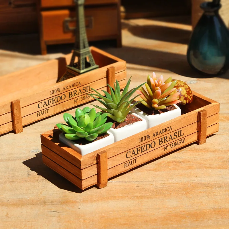 

Rectangular Flower Wood Succulent Planter Plant Container Box