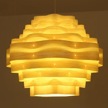 Elegant Modern Walnut Wood Veneer Pendant Lamp Designer Decorative