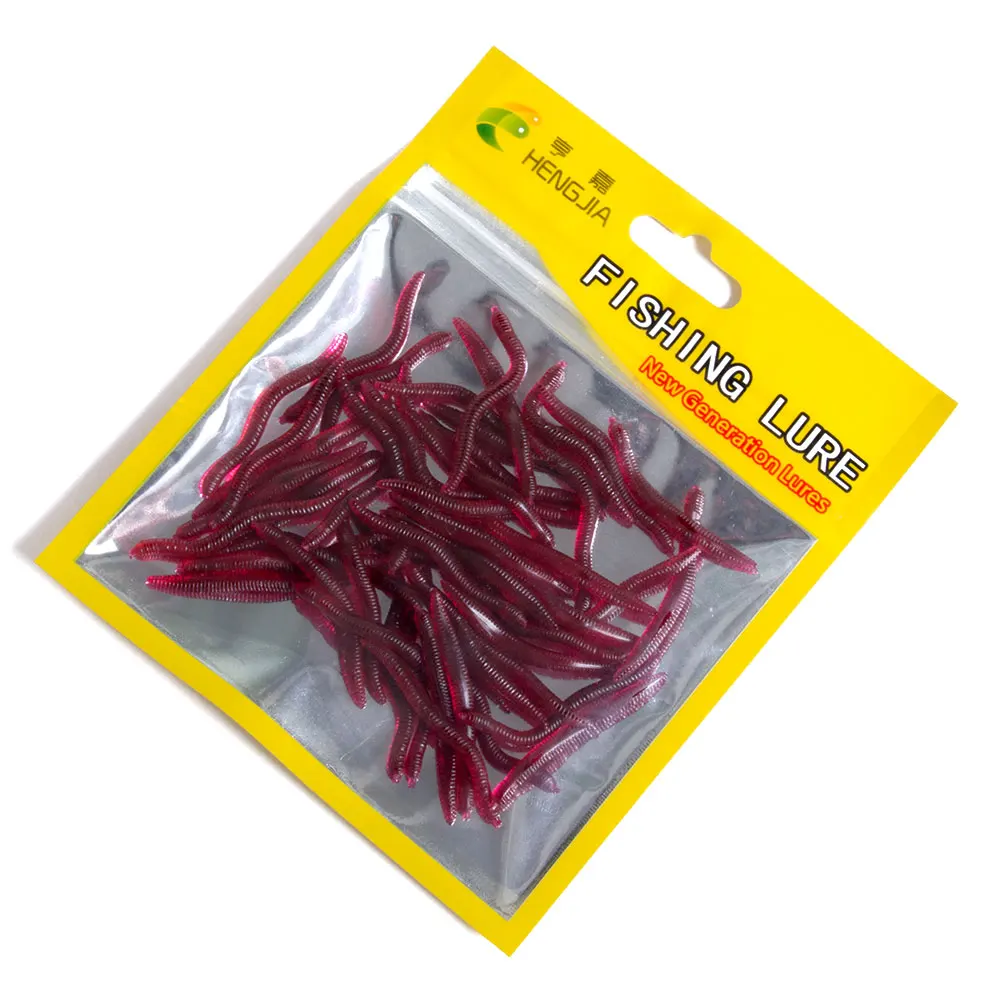 

50pcs /bag Simulation Earthworm Soft Lure Isca Artificial Fishing Lure 4cm Red Worms Bait, 5 colours available/unpainted/customized