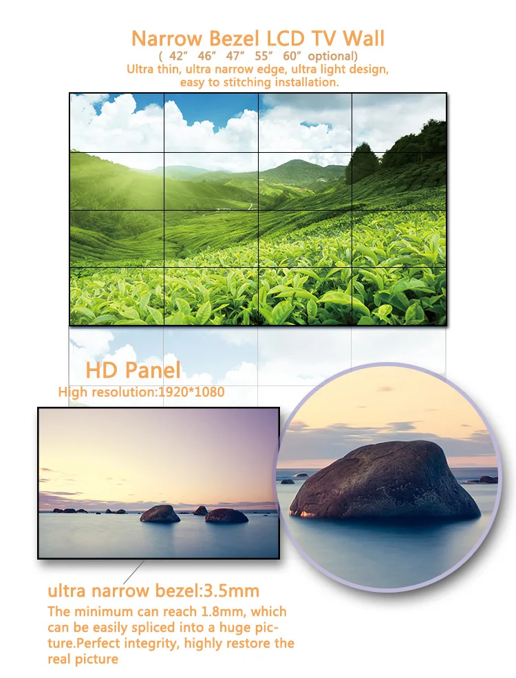 Narrow bezel cheap HD 4k high quality lcd video wall design tv wall display