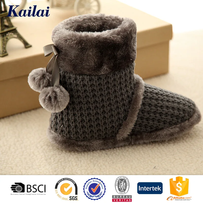 fashionable cashmere cute half rubber boot