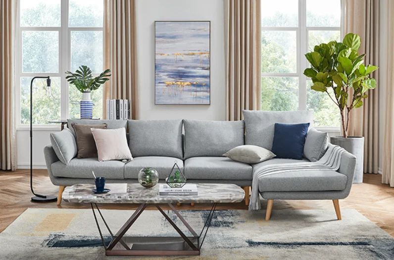 Nordic Style L Shape Sofa Set Modern Living Room Sectionals Cheap Price