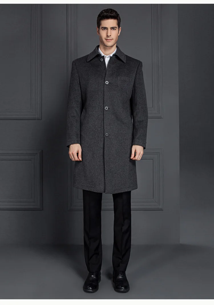 Straight Style Grey Woolen Fabric Mens Long Coat - Buy Mens Long Coat ...