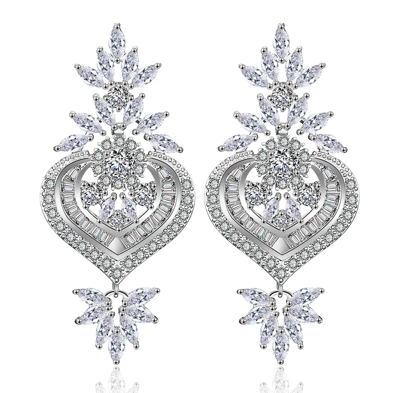 

RAKOL Vintage cubic zirconia CZ drop earrings wedding bridal jewelry E187, As picture