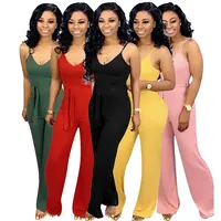 

MT6160 Newest Sexy Candy Color Women Jumpsuit Lady Pants V neck Straight Bodysuit Romper