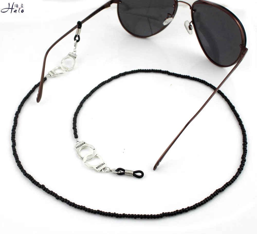 Gl341 Handmade Black Beads Simple Handcuff Men Fancy Eyeglass Chain