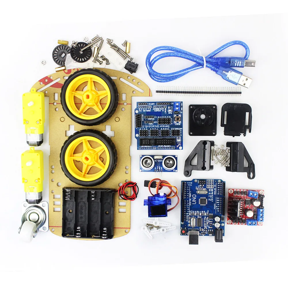 2WD Smart Robot Car Chassis Kit w/ Speed Encoder Battery Box for Arduino 2 Motor 