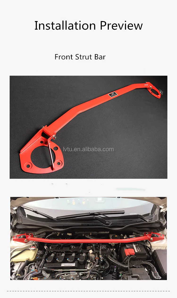 Lvtu Aluminum Alloy Strut Tower Brace Subframe Brace Kits Front Strut