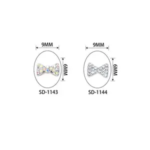 2017 New Mixed Designs Nail Art Charm Glitter Bowknot Bowtie with Rhinestone Pearl 3D Nail Art Product Design Supply