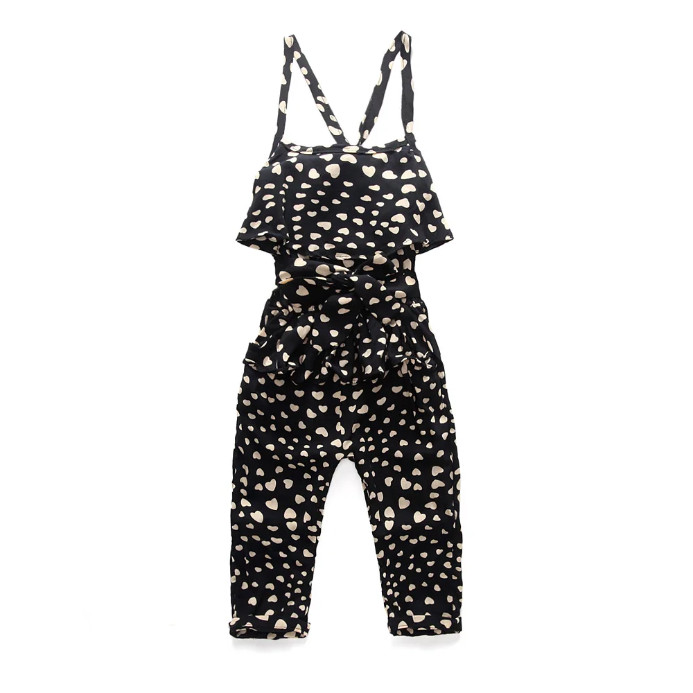 

Summer children's clothing girls love tide cool girls straps jumpsuit, Black