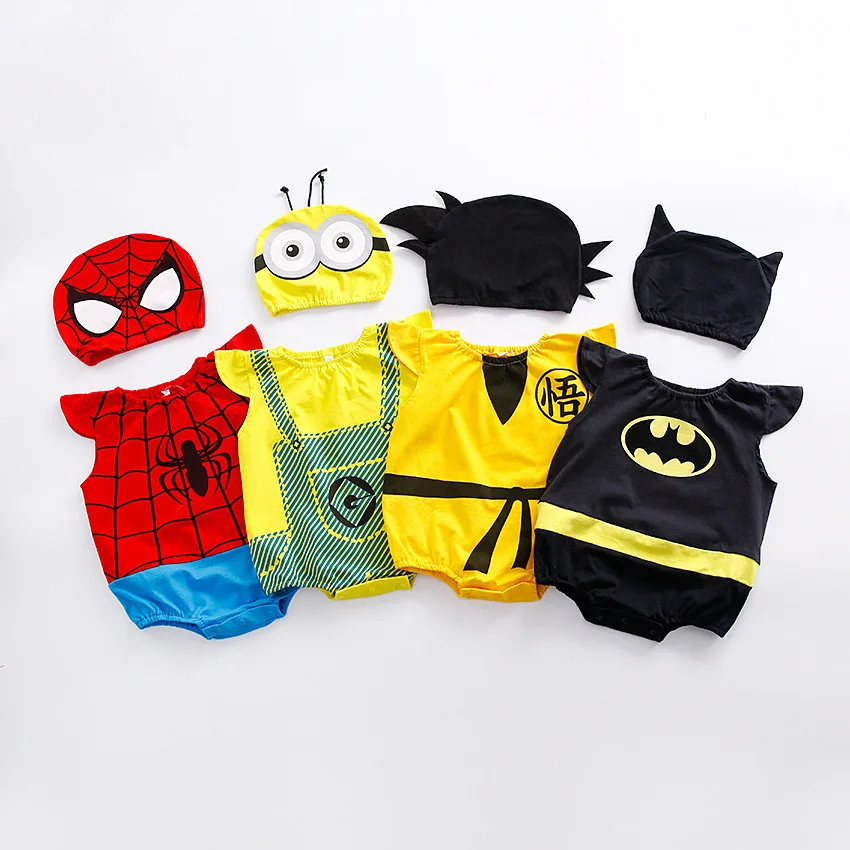

Wholesale 2PCS Infant Fashion Clothes Wear Famous Cartoon Baby Romper With Cute Hat