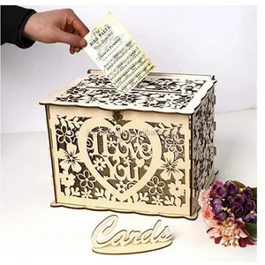Image of Wholesale Vintage Weddings Receptions Decor Wooden Wedding Card Box