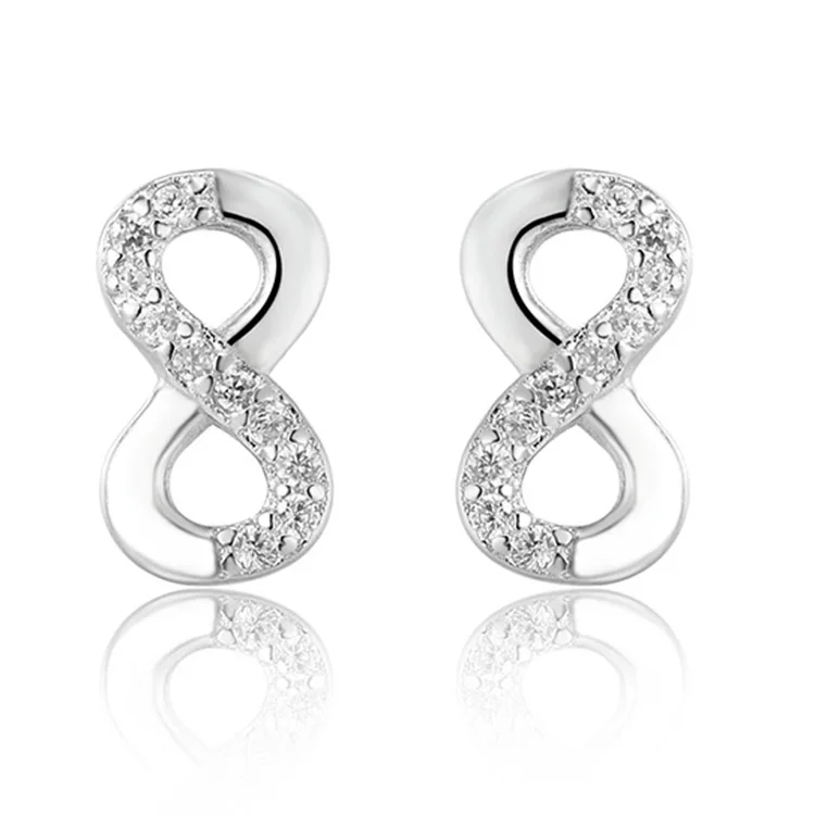 

POLIVA Delicate Dailywear Women Earring Half Set Iced Out Infinity Stud Earrings Sterling Silver Cubic Zirconia Party Zircon SGS