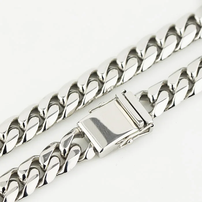 Fashion Miami Cuban Link 14k White Gold Chain for Men