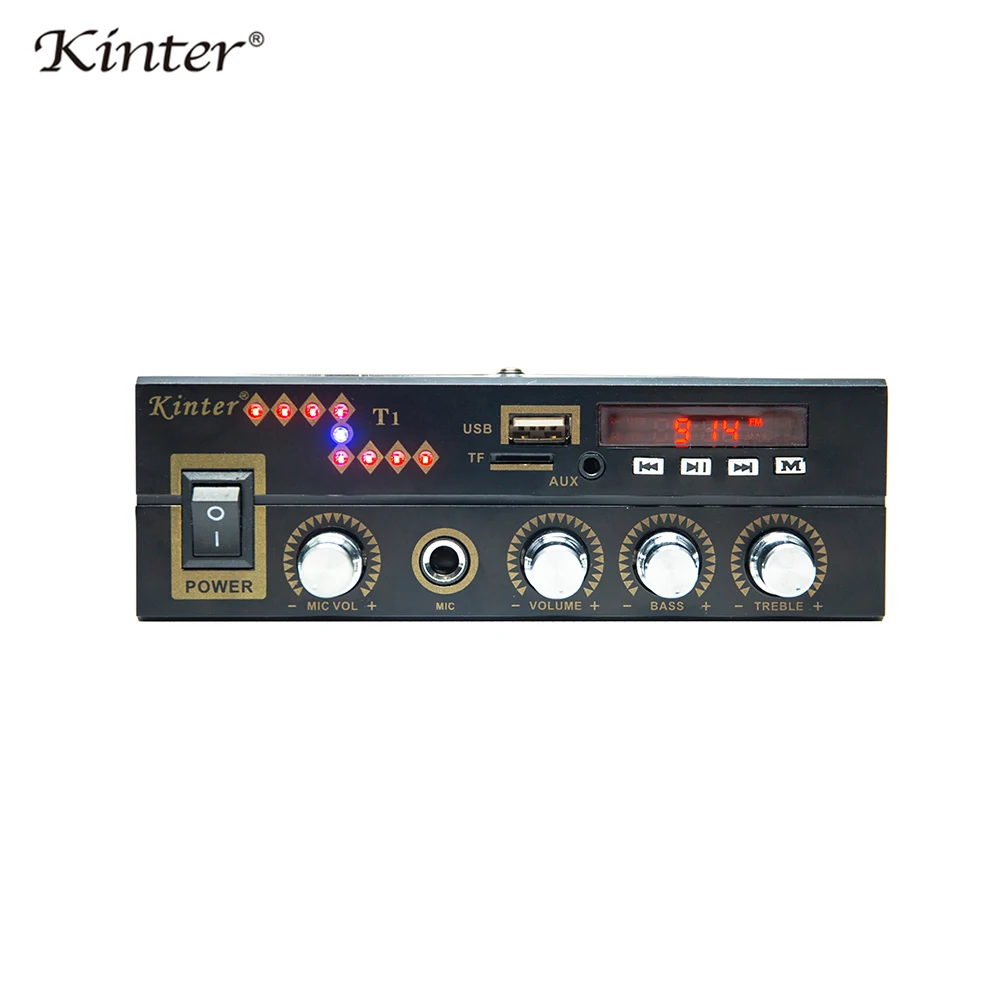 

Kinter-T1 2018 New style hi-fi power amplifier with audio system and MIC FM USB TF function, Black