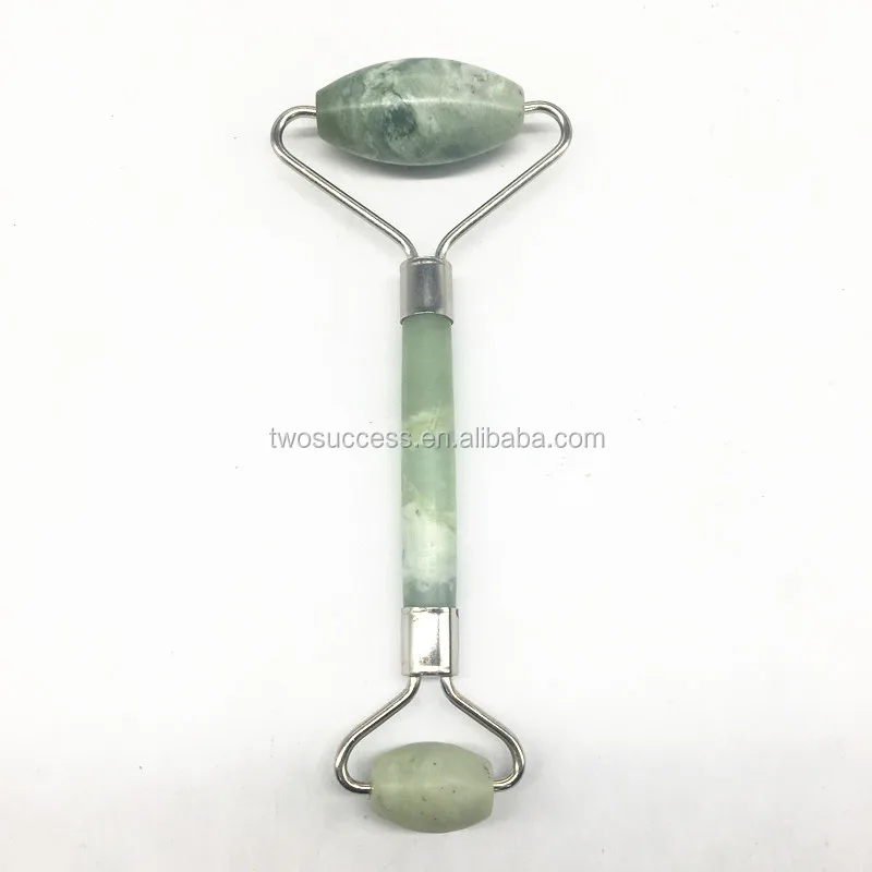 Jade Roller Real Natural Stone Facial Massager Welded Smooth Double
