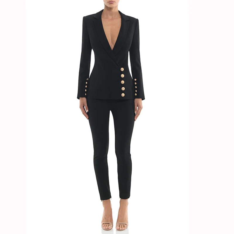 

2018 Custom Design Western Sexy Pencil Pant Suit Women Two Piece Suit Jackets, Shown