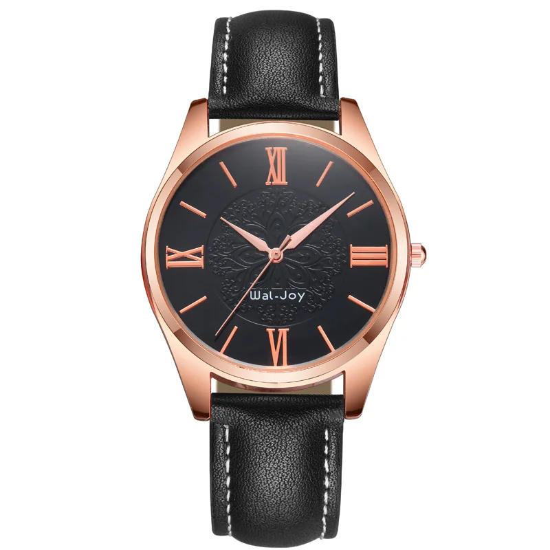 

WJ-8104 Popular Gold Case Men Hand watches Mixcolor Cheap Leather Band Waterproof Boys Watches, Mix color