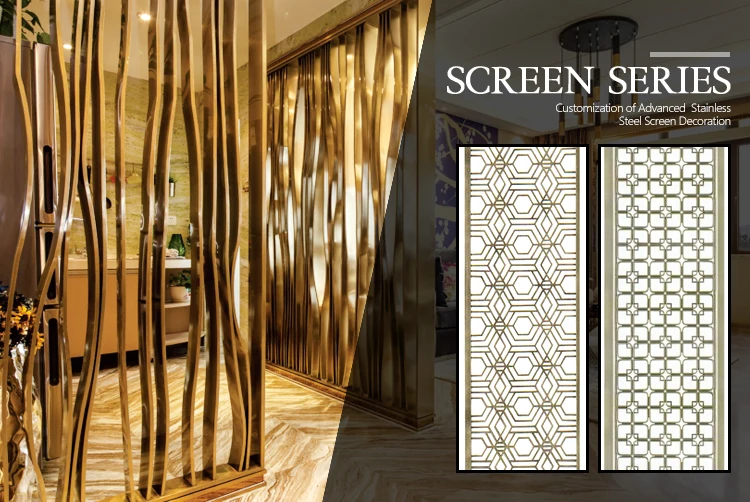 hotel hall fixed art decorative laser cut metal screen divider beautiful design stainless steel decorative partition screen
