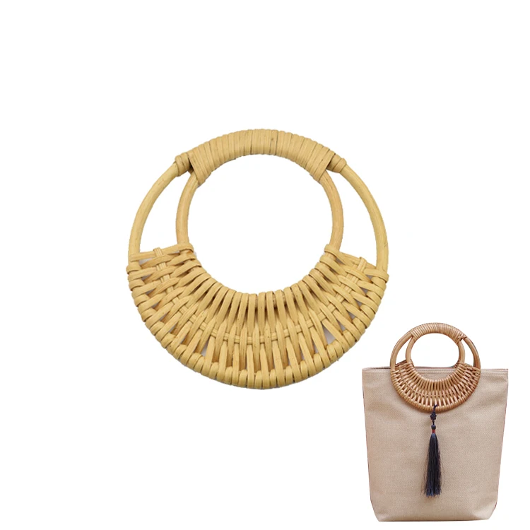 

Nature burn color weaving round bamboo handle for handbag, Customized