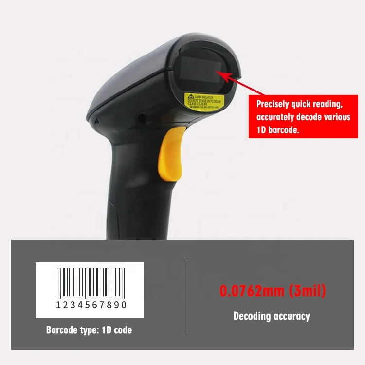 High Sensitive USB Mobile Mini Handheld 1D Laser Scanner HS-6100