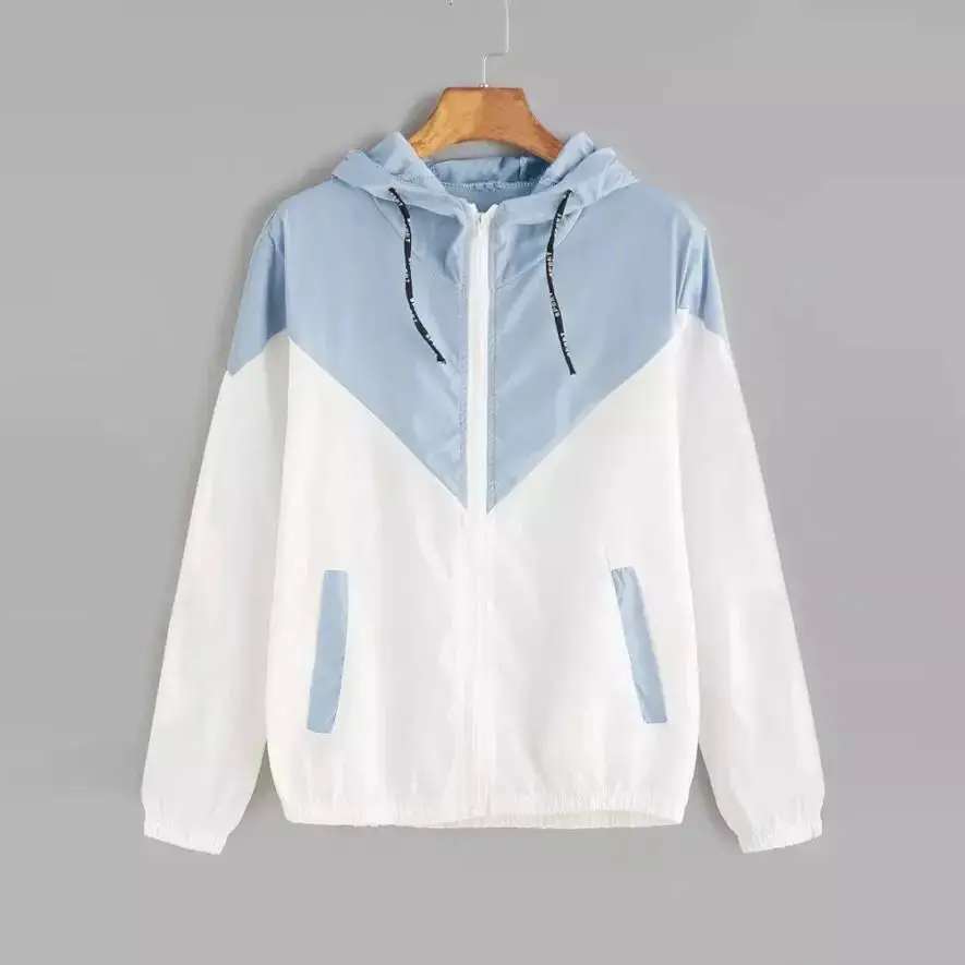 

SP2421A Fashion LightWeight Wind Breaker Basic Jackets Casual Women Hooded Jackets 2018