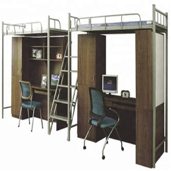 School Furniture College Humanized Student Bunk Bed With Desk