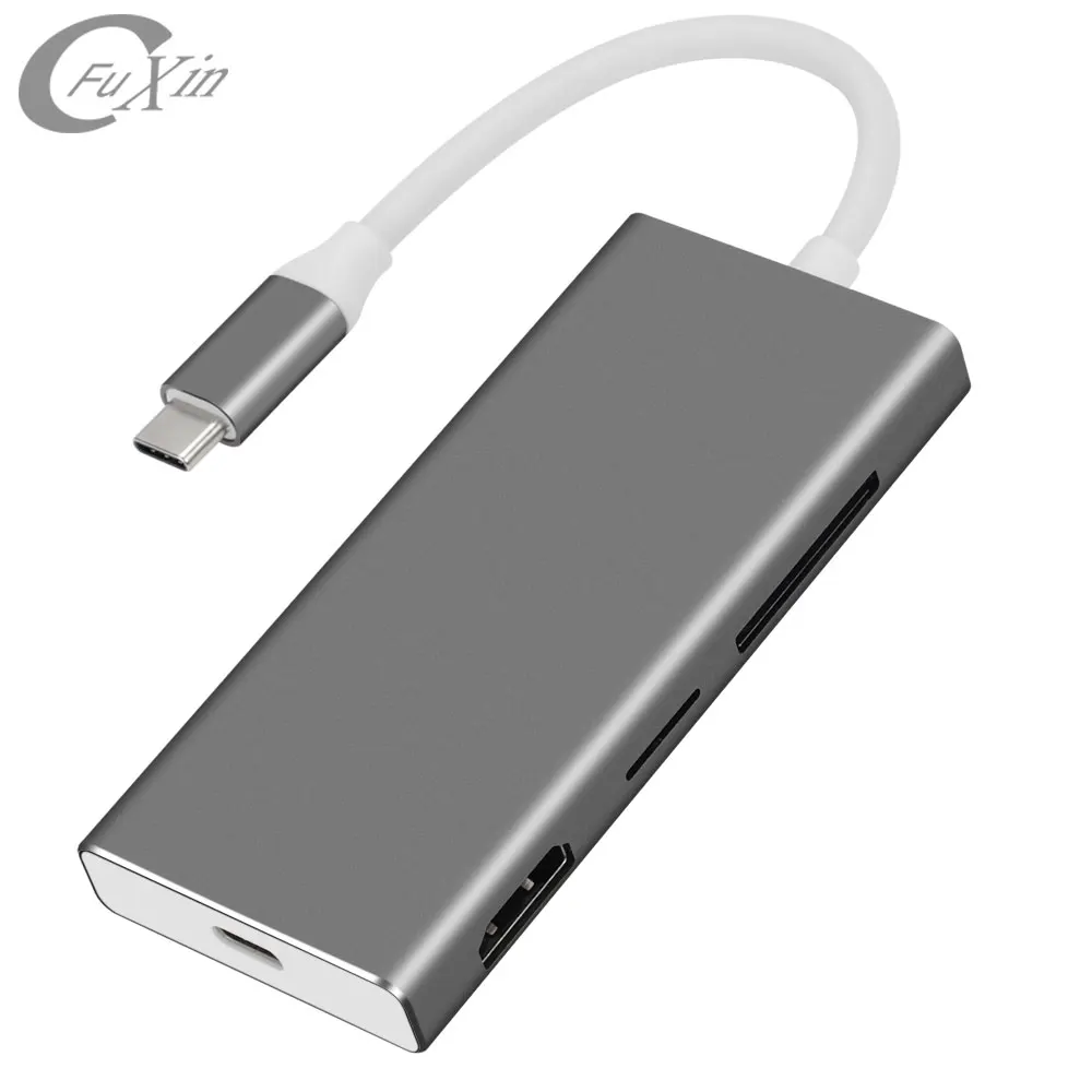 

2017 New Product Thunderbolt 3 Usb Hub Type C Docking Usb C Hub For Macbook/Huwei Mobile Phone, Gold/silver