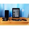 Eco friendly office phone bamboo desk organizer for pen and note paper holder