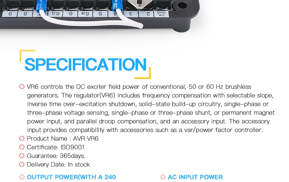 Regulador de voltaje automático VR6 para grupo electrógeno diésel avr
