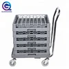 Restaurant plastic glass rack bar cart / tray rack hand push cart dish rack trolley