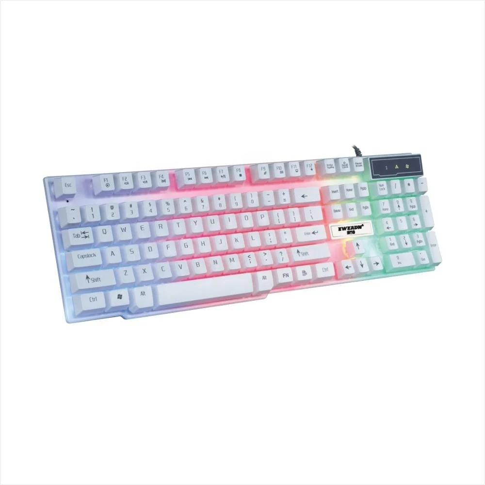 

Semi Mechanical Wired 104Keys Gaming Keyboard with Rainbow Backlit 19keys no Conflict KM6810d, White