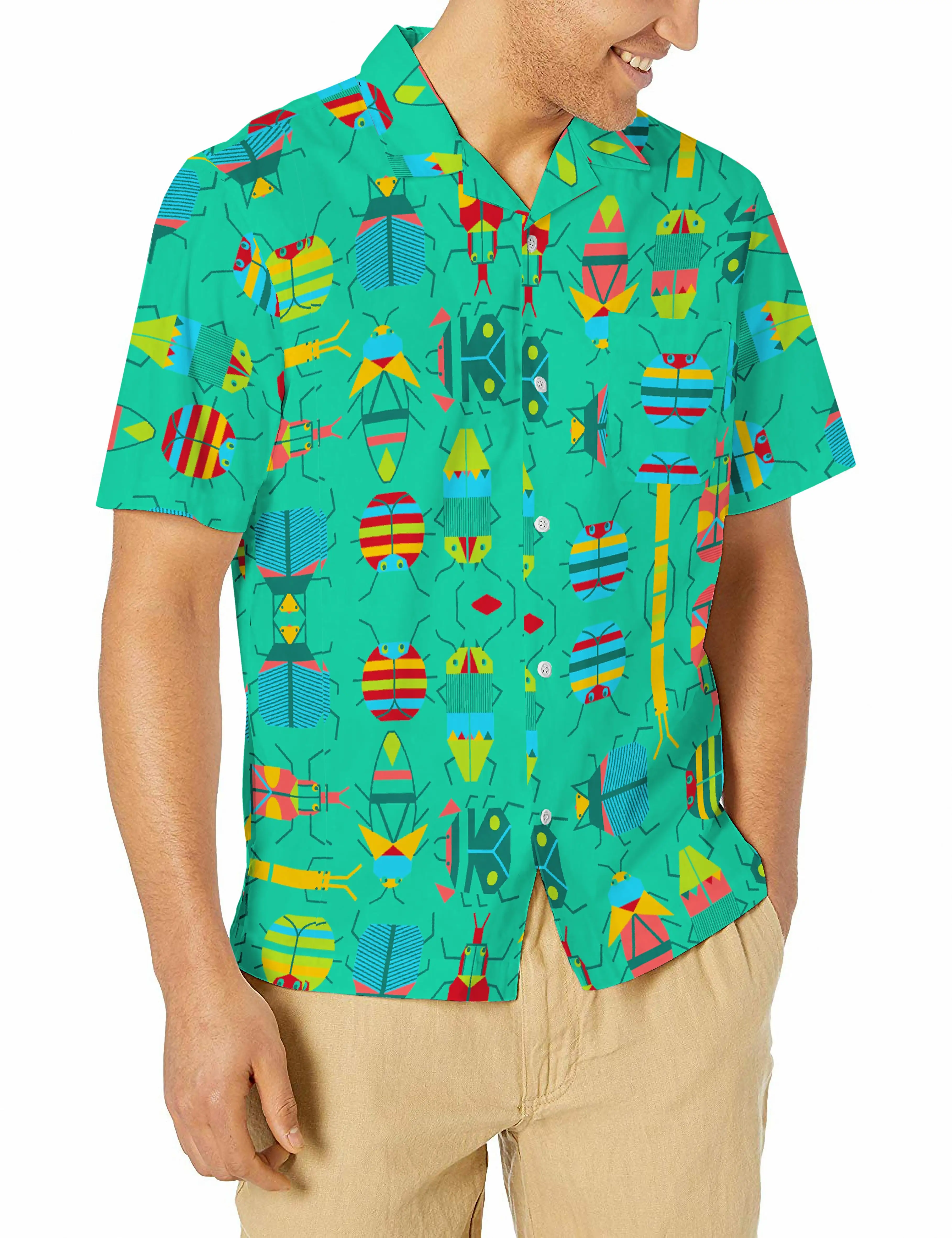 

Men casual shirts factory direct sale cotton custom printed summer beach hawaiian shirts