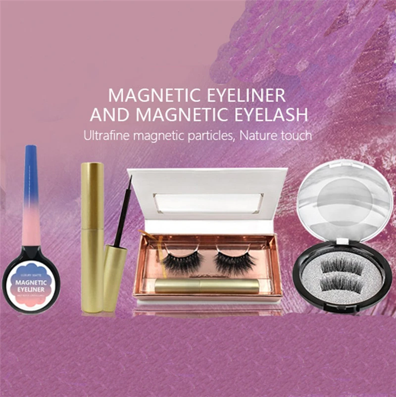 

Hot-Selling Magnetic Eyelash set Magnetic Eyeliner Smooth Waterproof Magnetic Lashes Kit, Natural black