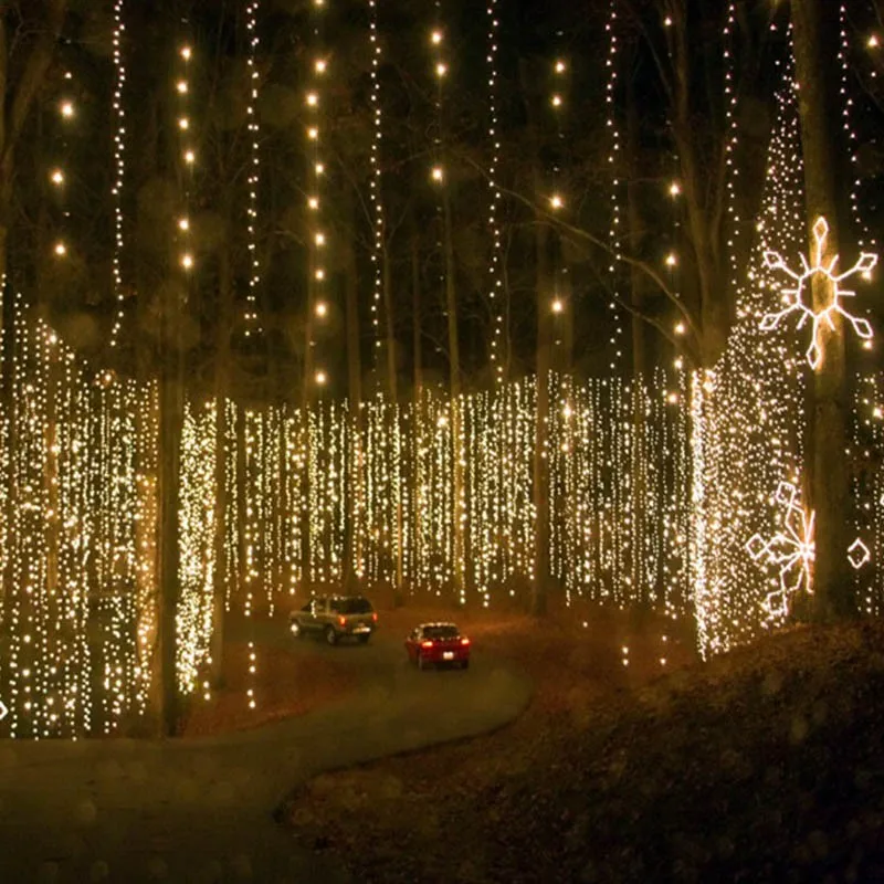 Outdoor Connectable Waterproof Tree Drop Cascading Led Curtain Fairy Lights For Winter Holiday