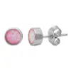 Lab Created Pink Opal Studs S925 Sterling Silver Earrings