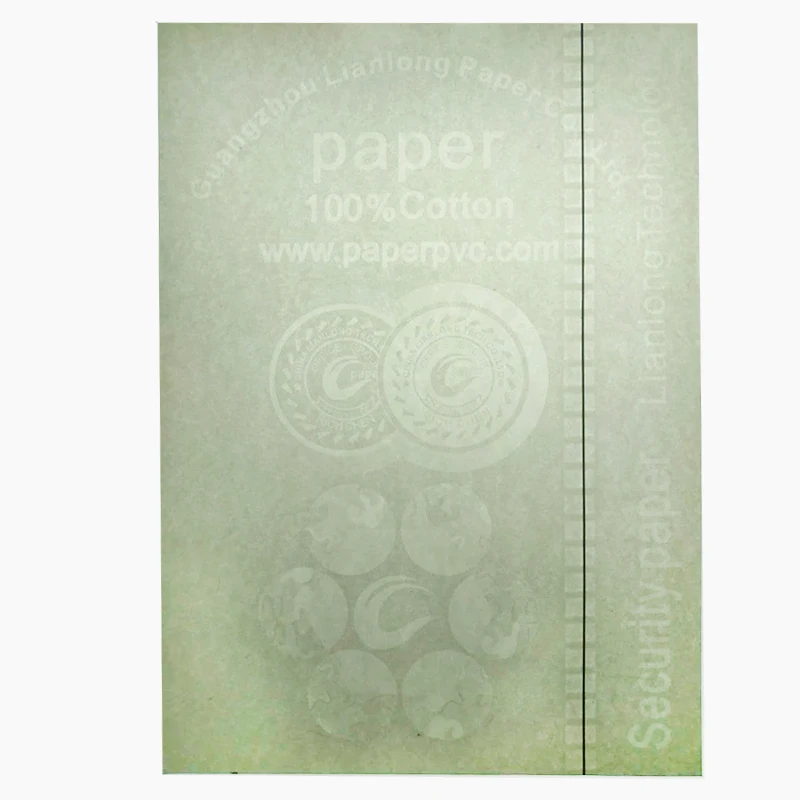 Kampala cotton fiber paper, Anti-counterfeiting embossing watermark paper