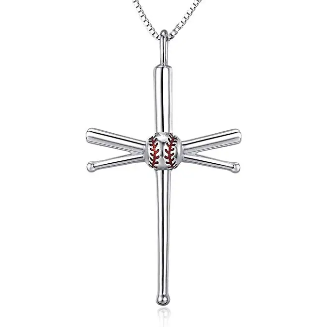

S925 Sterling Silver Baseball Pendant Necklace Silver Chain Father's Gift