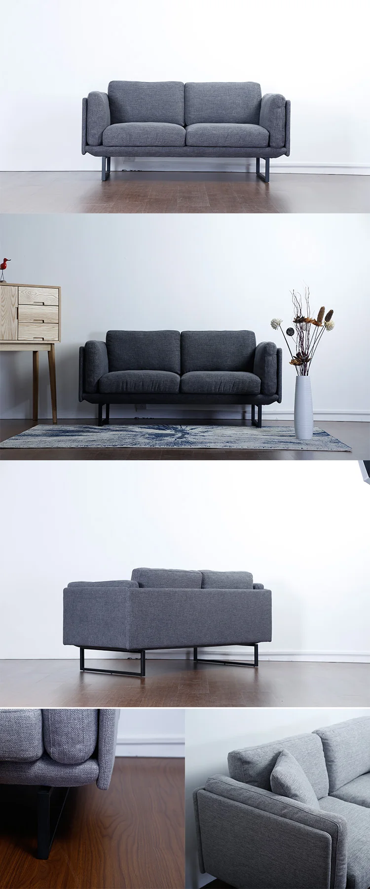 Contemporary 2 seater fabric sofa set design furniture for living room