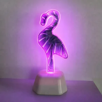 Flamingo Table Decoration Pink Led Infinity Mirror Lights For Room