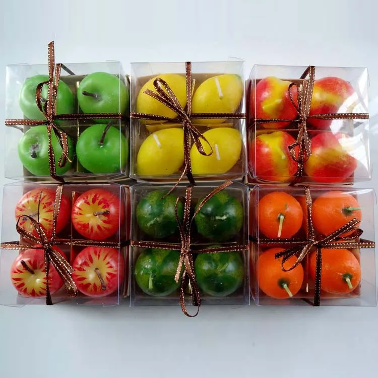 Handmade Fruit Shape Novelty Candles,Scented Feature,In Gift Boxes Trimmed With Gold Ribbons