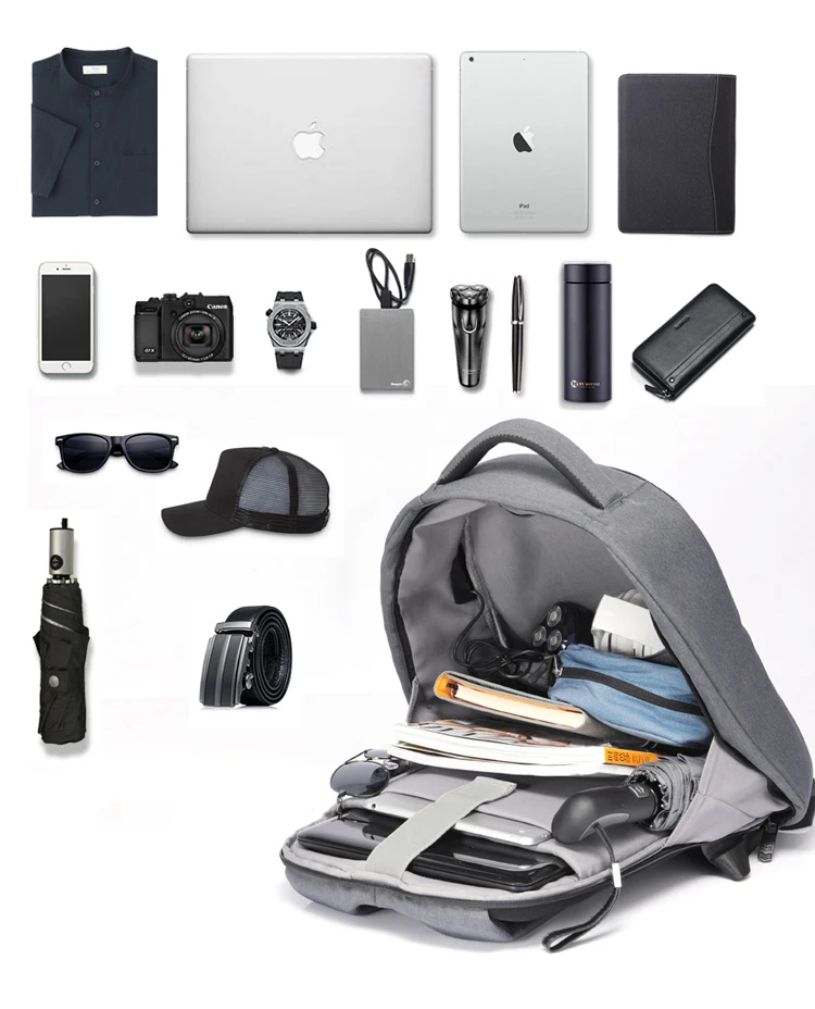 Designer leisure stylish teenager laptop USB anti theft thief back pack anti-theft backpack bag for men